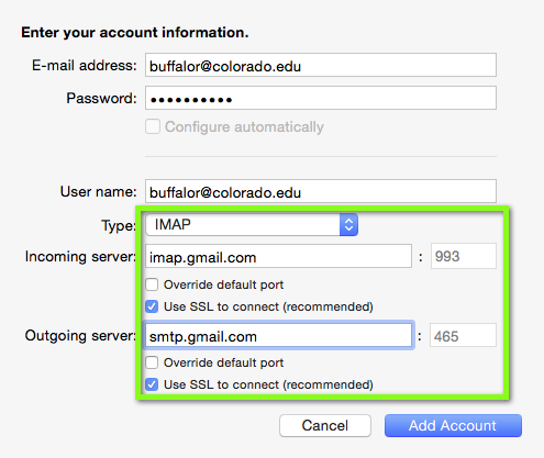 mac configure smtp for gmail send